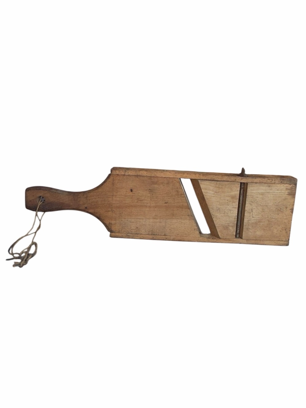 Vintage Wooden Vegetable Slicer Cabbage Slaw Cutter Metal Blade Wood Handle - Picture 2 of 7